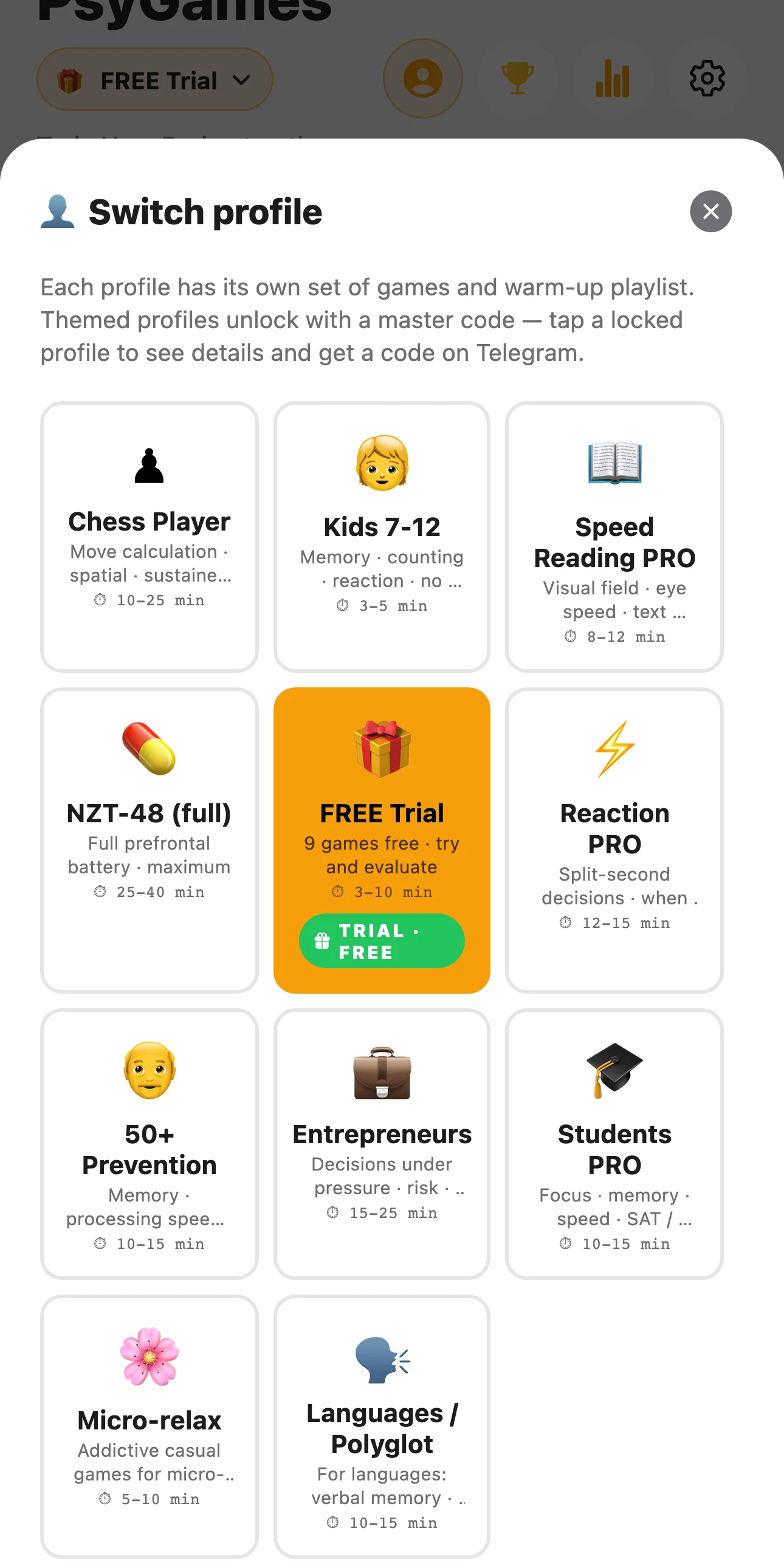 PsyGames: Brain Training screenshot